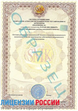 Образец сертификата соответствия (приложение) Гудермес Сертификат ISO 13485